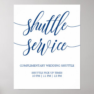 Shuttle Service Wedding Sign Navy Blue Calligraphy