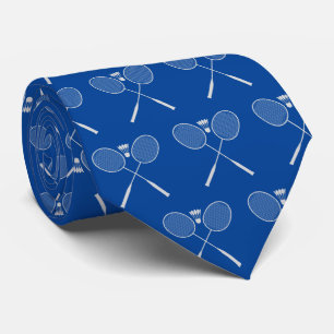 Shuttle Smash: Badminton Racquet Pattern Blue Tie