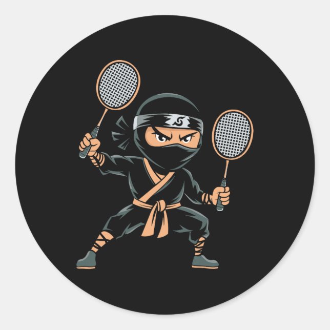 Shuttle Team Racket - Court Racquet Dminton Ninja  Classic Round Sticker (Front)