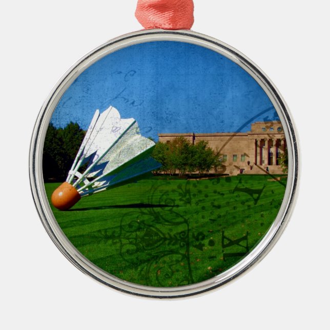 Shuttlecock on the Lawn Metal Tree Decoration (Front)