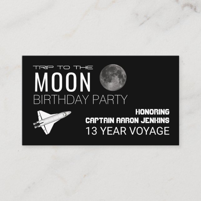 Shuttles Trip to the Moon, Birthday Party Ticket Enclosure Card (Front)
