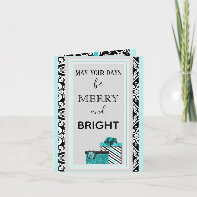 Shwanky Teal Holiday Gift Greeting Card (Front)