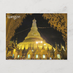 shwedagon night arch myanmar postcard