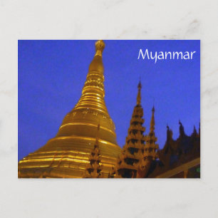 shwedagon night myanmar postcard