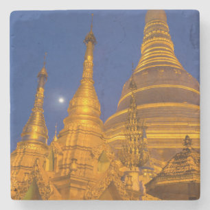 Shwedagon Pagoda at night, Myanmar Stone Coaster
