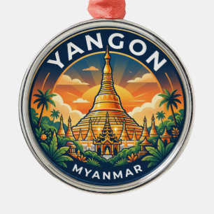 Shwedagon Pagoda Myanmar Metal Tree Decoration