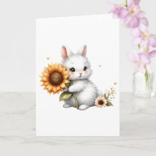 Shy Bunny with Sunflower All-Occasion Greeting  Card