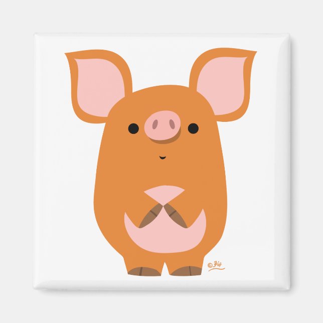Shy Cartoon Pig custom magnet (Front)