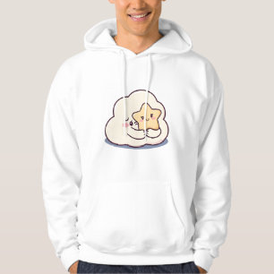 Shy Cloud Hugging a Star – Dreamy Cute Sky Charact Hoodie