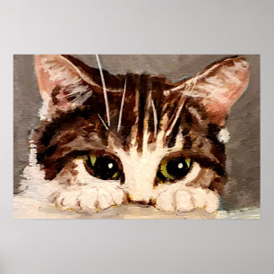 Shy & Curious Tabby Kitten Poster