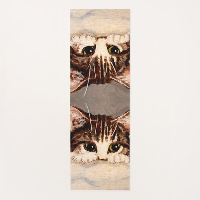 Shy & Curious Tabby Kitten  Yoga Mat (Front)