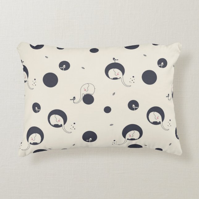 Shy Elephant Pattern Decorative Cushion (Front)
