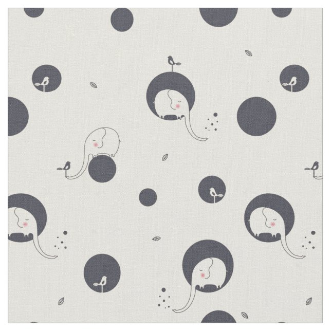 Shy Elephant Pattern Fabric (Close Up)