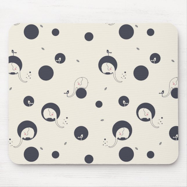Shy Elephant Pattern Mouse Mat (Front)