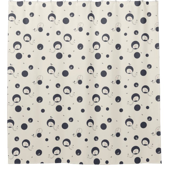 Shy Elephant Pattern Shower Curtain (Front)
