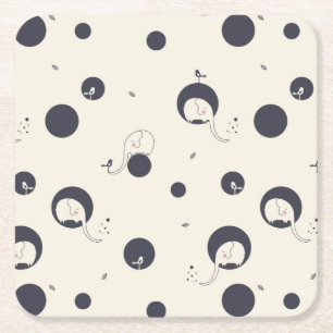 Shy Elephant Pattern Square Paper Coaster