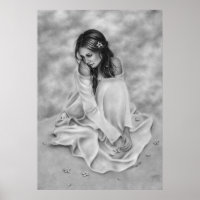 Shy Flower Girl Poster