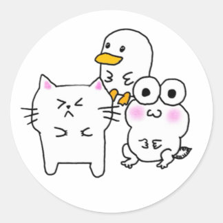 Shy friends classic round sticker