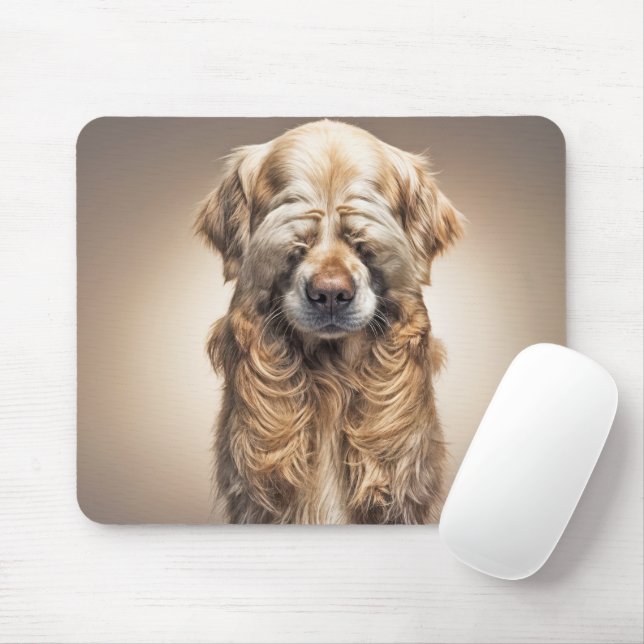 Shy Golden Retriever Mouse Mat (With Mouse)