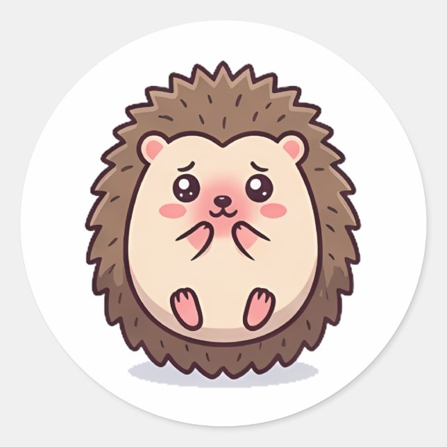 Shy Hedgehog Classic Round Sticker (Front)