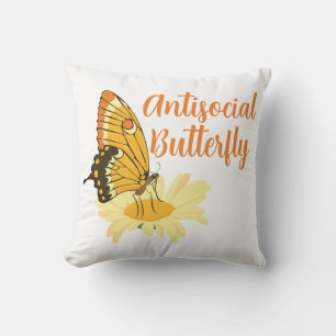 Shy Introvert aesthetic Antisocial Butterfly Cushion