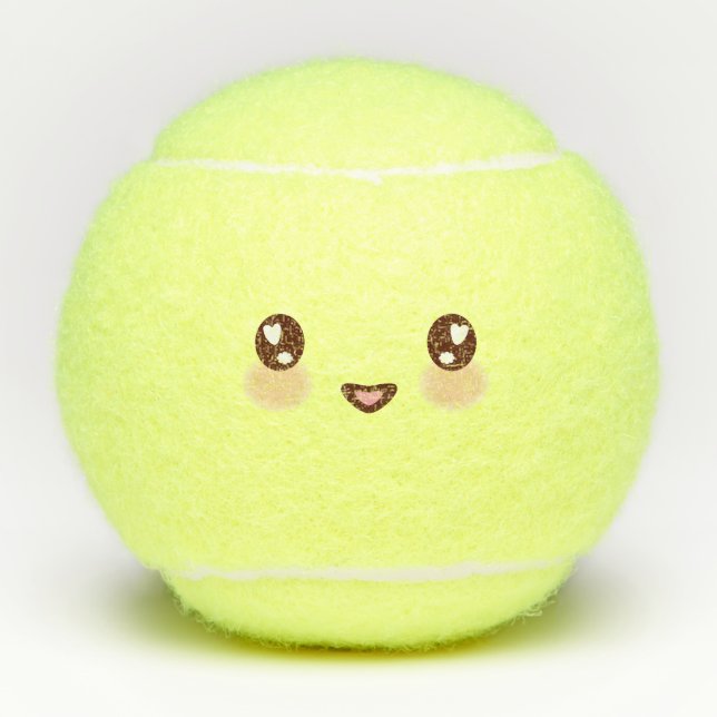 Shy Kawaii Cute Emoticon Emoji Tennis Balls (Front)