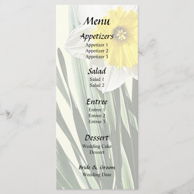 Shy Little Daffodil Menu (Front)