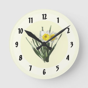 Shy Little Daffodil Round Clock