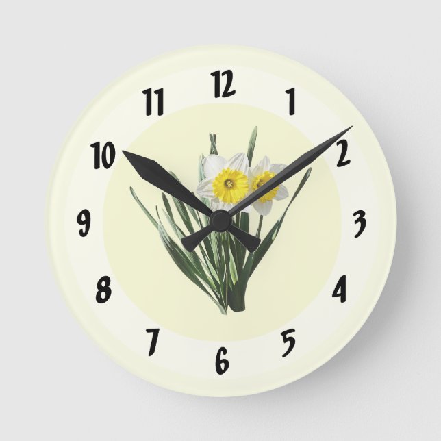 Shy Little Daffodil Round Clock (Front)