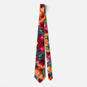 Shy love orange tulip pattern tie