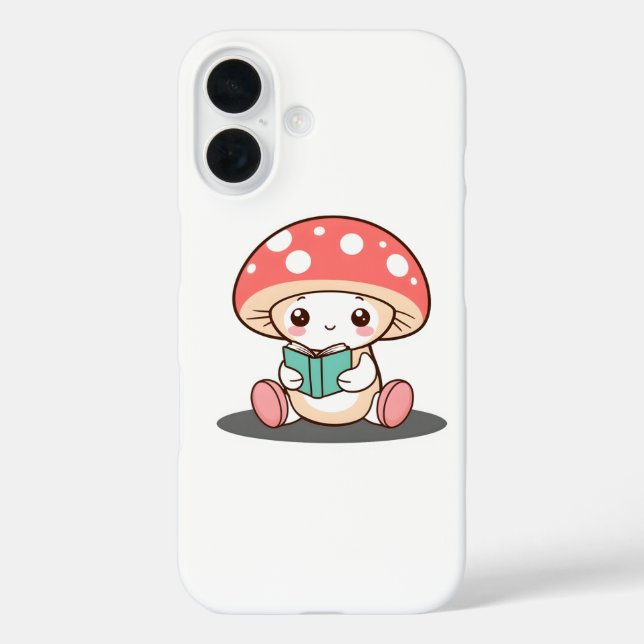 Shy Mushroom Holding a Book Case-Mate iPhone Case (Back)