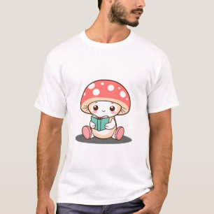 Shy Mushroom Holding a Book T-Shirt