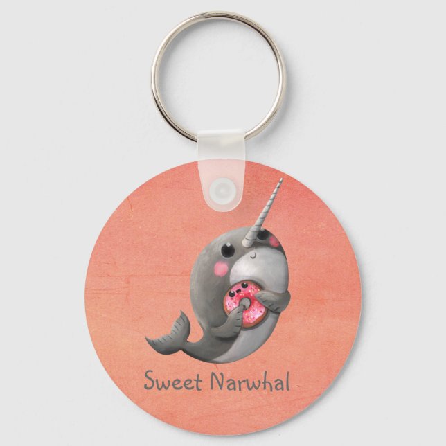 Shy Narwhal with Doughnut Key Ring (Front)
