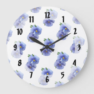 Shy Pansy Couple Large Clock