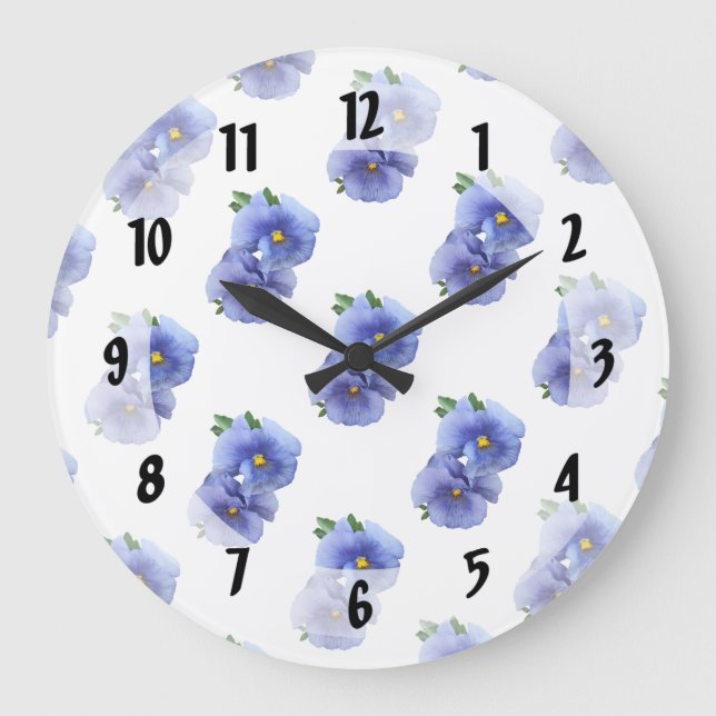 Shy Pansy Couple Large Clock (Front)