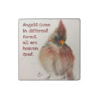 Shy Red Cardinal on small Marble Magnet