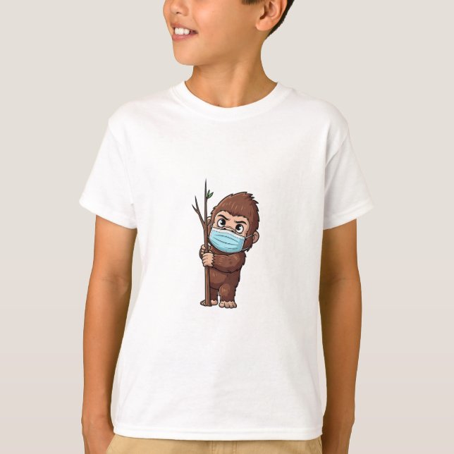 Shy Sasquatch Face Mask Kids T-Shirt (Front)
