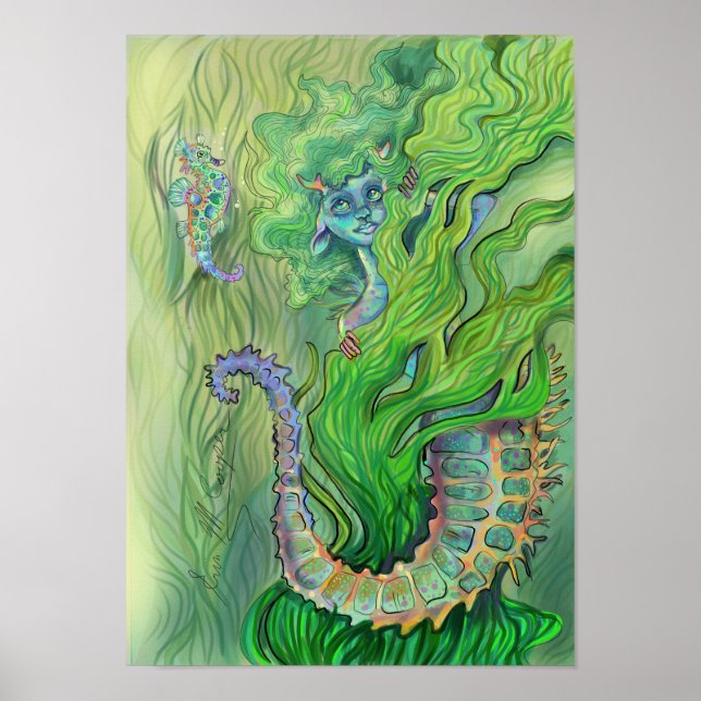 Shy Seahorse Mermaid Poster (Front)