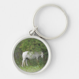 Shy White Horse Keychain