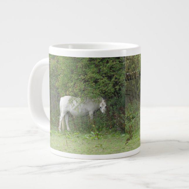 Shy White Horse Mug (Front Left)