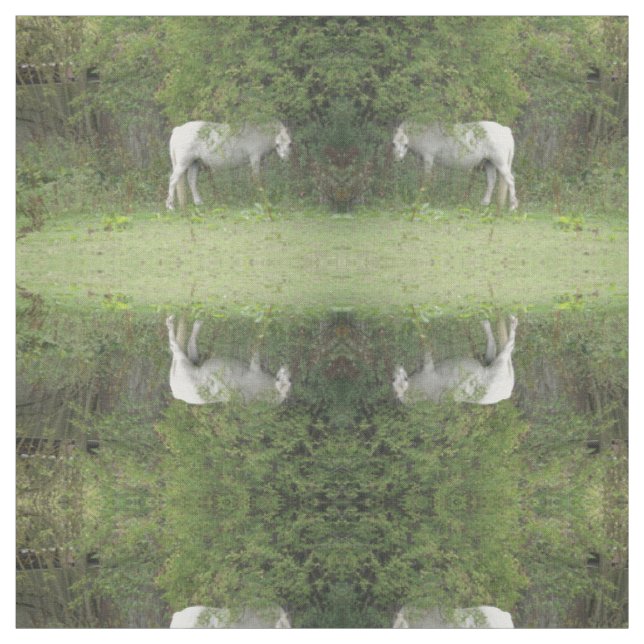 Shy White Horse Patterned Animal Craft Fabric (Swatch)