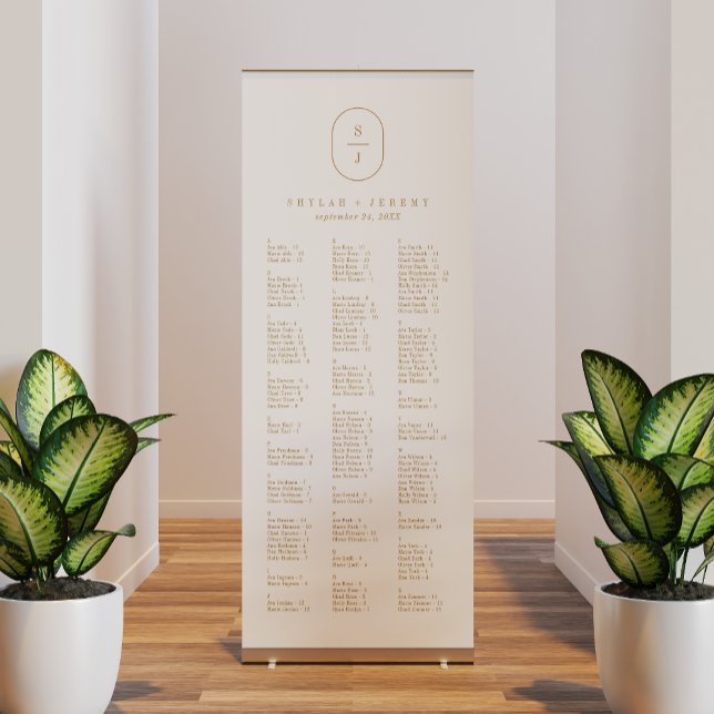 SHYLAH Classic Gold White Wedding Seating Chart Retractable Banner (SHYLAH Classic Gold White Wedding Seating Chart Retractable Banner)