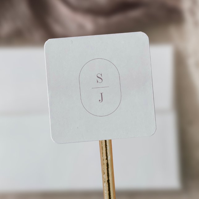 SHYLAH Dusty Rose Boho Minimalist Wedding Monogram Square Sticker (SHYLAH Dusty Rose Boho Minimalist Wedding Monogram Square Sticker)