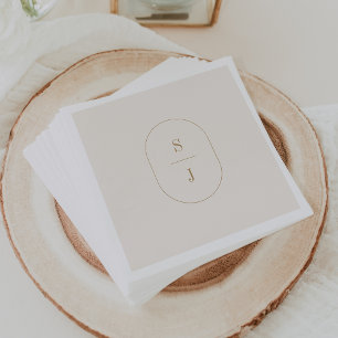 SHYLAH Elegant Gold Cream Monogram Vintage Wedding Napkin