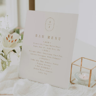 SHYLAH Elegant Gold Cream Wedding Bar Menu Sign
