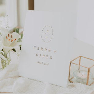 SHYLAH Elegant Gold Formal Wedding Cards and Gifts Pedestal Sign