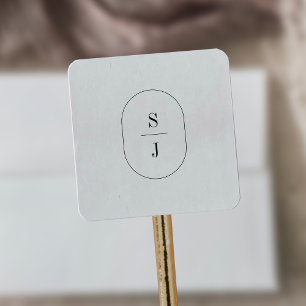 SHYLAH Elegant Simple Neutral Wedding Monogram Square Sticker
