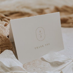 SHYLAH Folded Geometric Gold Traditional Wedding Thank You Card