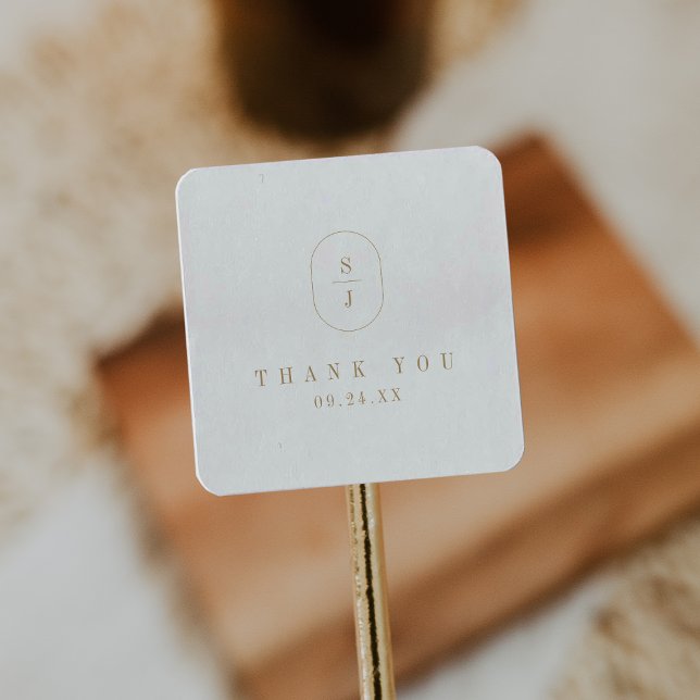 SHYLAH Formal Gold White Classic Wedding Thank You Square Sticker (SHYLAH Formal Gold White Classic Wedding Thank You Square Sticker)