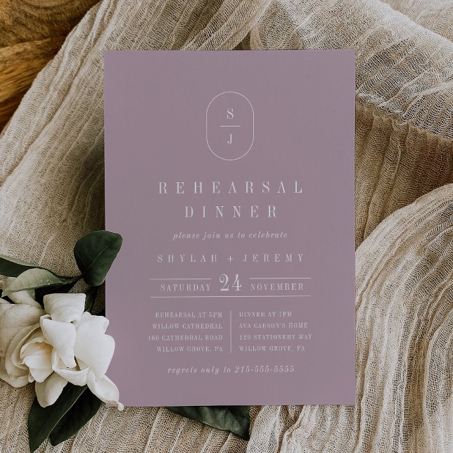 SHYLAH Geometric Lilac Monogram Rehearsal Dinner Invitation (SHYLAH Geometric Lilac Monogram Rehearsal Dinner Invitation)